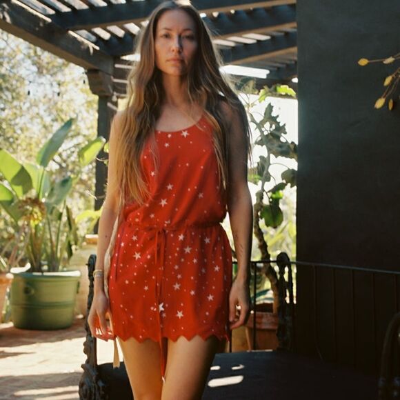 Stoned Immaculate Moonstar Retro Silk Mini Dress In Red Size Extra Small - Picture 1 of 6